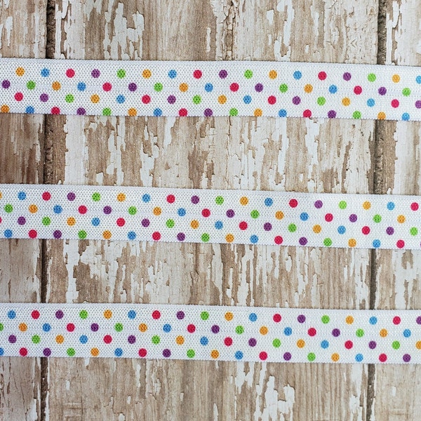 Multi Color Mini Polka Dot Fold Over Elastic, 5/8"