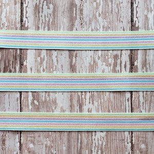 Thin Pastel Rainbow Stripe Fold Over Elastic, 5/8&quot;