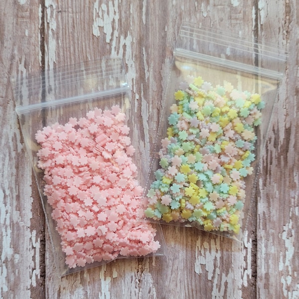 GLOW in the DARK Cherry Blossom Polymer Clay Confetti * 10 gram bag * Two Color Choices * Great for Shakers, Resins, Slime, Etc.