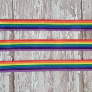 Classic Rainbow Stripe Fold Over Elastic, 5/8&quot;