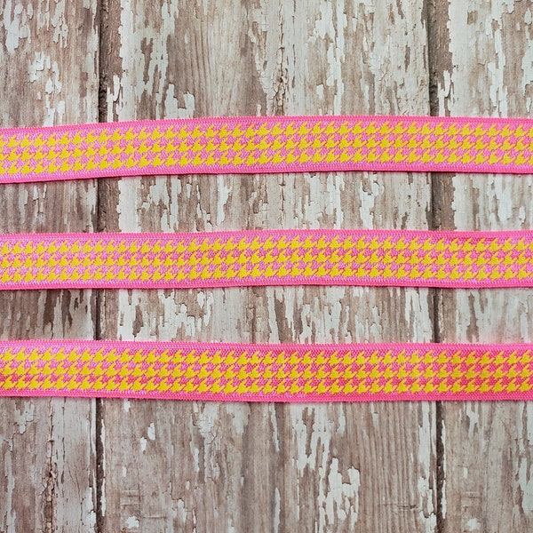 Glow in the Dark Neon Pink & Yellow Fold Over Elastic, 5/8"