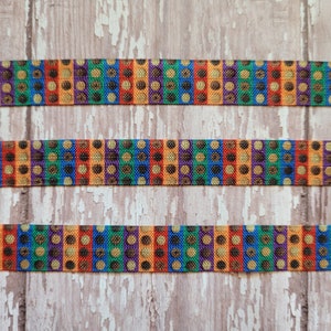 Inspired Rainbow Stripe Girl Cookie Printed Fold Over Elastic, 5/8&quot;