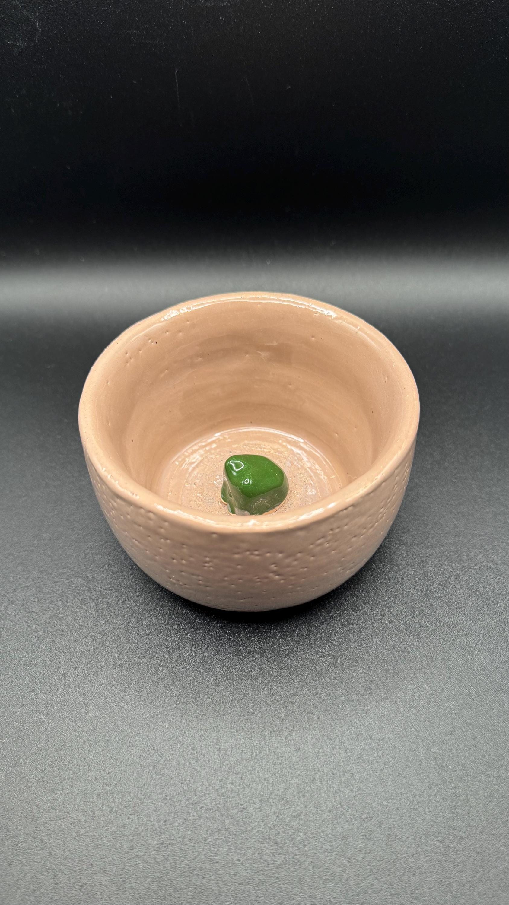 Cup “Little Frog” made of white clay, beige and glazed, turned on the wheel, beautiful cup