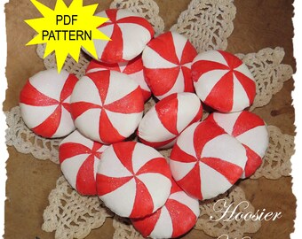 Primitive Peppermints Bowl Fillers Pattern, Winter Candy PDF Sewing, Prim Decor, Faux Food ePattern