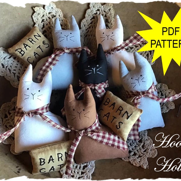 Primitive Barn Cats and Pillows Bowl Fillers ePattern, PDF, Pattern, Instant Download, doll stitchery embroidery pattern