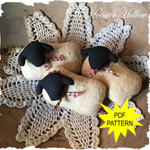 Primitive Sheep Bowl Fillers ePattern, PDF, Pattern, Instant Download, doll ornament, prim decor sewing pattern