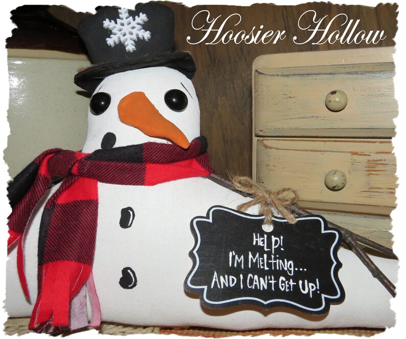Primitive Melting Snowman Shelf Sitter Pattern Winter Prim Etsy