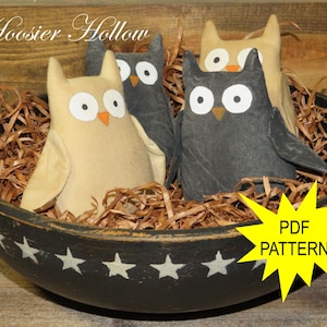 Naaipatroon primitieve uil komvullers: herfstdecor (pdf-patroon)