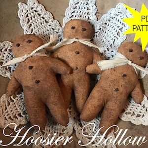 Primitive Gingerbread Men Bowl Fillers or Shelf Sitters ePattern, PDF, Instant Download, doll, ornament, Ornie, fall winter sewing pattern