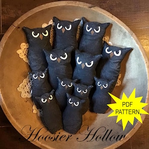 Primitive Horned Owl Bowl Fillers ePattern, PDF, Instant Download, autumn sewing pattern shelf sitter, fall decor