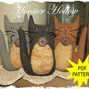Primitive Belly Patch Cat Sewing Pattern: Folk Art Doll (PDF)