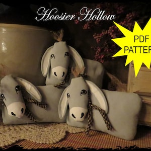 Primitive Donkey Bowl Filler Pattern, Prim Farm Animal PDF Instant Download, Decor, Shelf Sitter, Sewing Doll epattern
