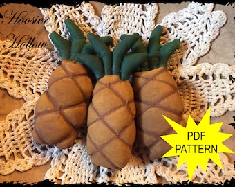 Primitive Pineapple Bowl Fillers ePattern, PDF, Pattern, Instant Download, folk art, shelf sitter, ornament, prim decor sewing pattern