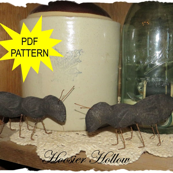 Primitive Ants Sewing Pattern, PDF, Instant Download, shelf sitter, folk art prim decor doll ePattern