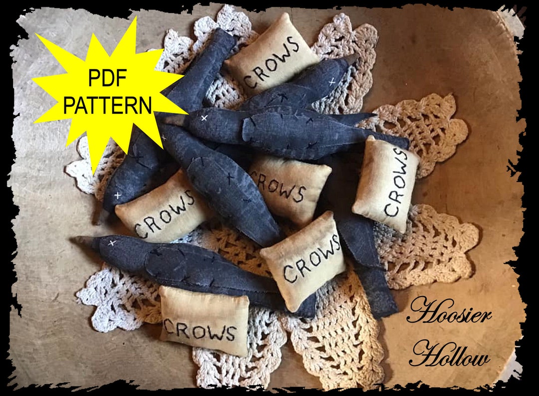 Primitive Skinny Crows and Pillows Bowl Fillers Epattern, PDF, Instant ...