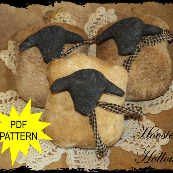 Primitive Sheep Bowl Fillers Sewing Pattern, PDF, doll shelf sitter, ornament, folk art, prim decor sewing ePattern