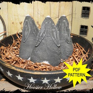 Primitive Bunny Bowl Fillers Pattern, Prim Spring Rabbits, Shelf Sitters, PDF Instant Download Animal Doll epattern