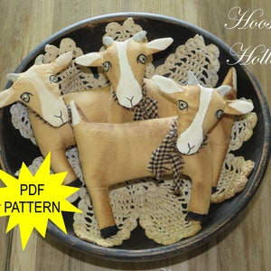 Primitiver Ziegen Schüsselfüller Schnittmuster: Bauernhof Tier Puppe (PDF-Muster)