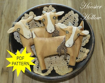 Primitive Goat Bowl Fillers Pattern, PDF Farm Animal Doll Craft Shelf Sitter Sewing Instant Download epattern