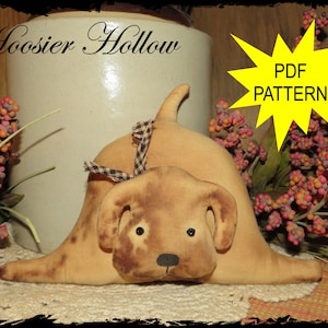 Primitive Puppy Shelf Sitter Sewing Pattern: Playful Dog Decor (PDF)