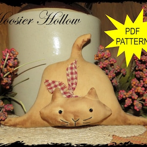 Primitive Kitty Shelf Sitter Sewing Pattern: Playful Cat Doll Decor (PDF)