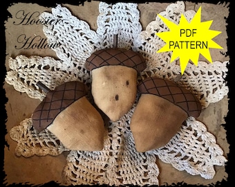 Primitive Acorn Bowl Fillers Pattern, PDF, Instant Download, fall ornament shelf sitter, prim decor sewing epattern