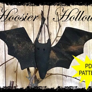 Primitive Large Bat Ornament ePattern, PDF, Pattern, Instant Download, fall autumn decor ornie, bowl filler, doll sewing folk art pattern