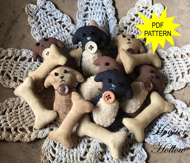 Mini Puppies and Dog Bones Pattern Primitive Bowl Fillers Etsy