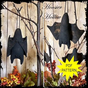 Hanging Bats Sewing Pattern: Primitive Fall Decor (PDF Pattern)