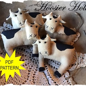 Kuh Schüsselfüller, ePattern, PDF, Pattern, Instant Download, Primitive Kantenhocker, Ornamente, Puppenhaus, Nähmuster, Puppenhaus