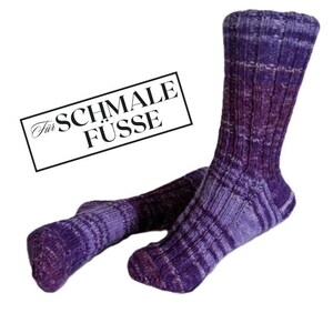 Handgebreide sokken, maat 38-41, voor smalle voeten; smalle wollen sokken voor dames; handgebreide wollen sokken, smalle pasvorm XS (002)