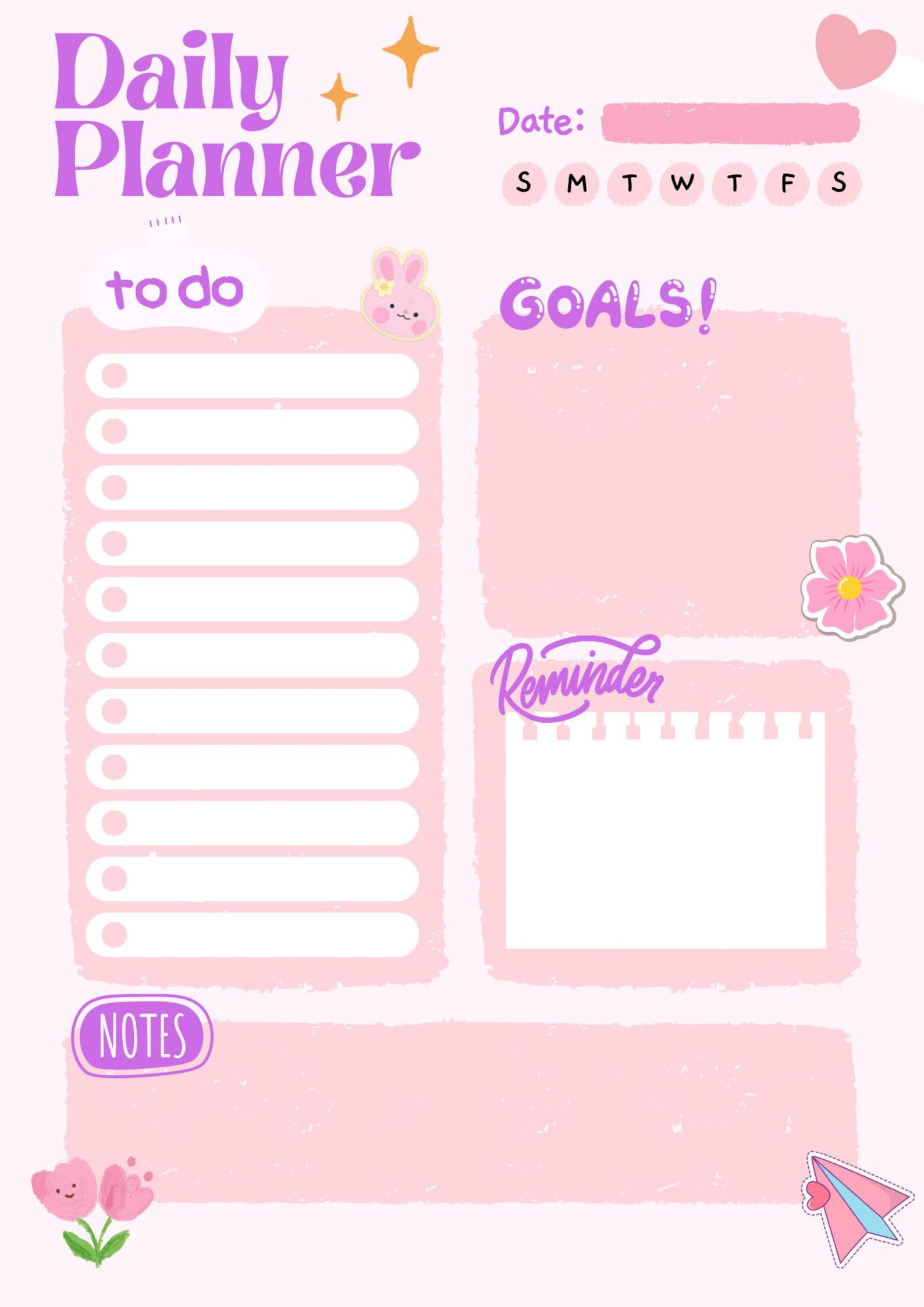Daily Planner Template - Printable PDF for Productivity and ...