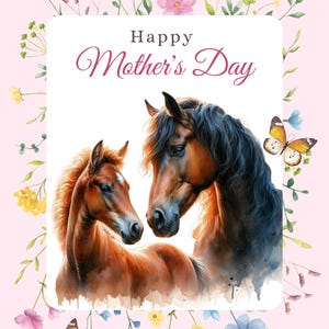 Tarjeta del DÍA DE LAS MADRES para las mamás amantes de los caballos