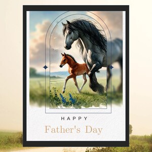 Carte émouvante pour les amoureux des chevaux pour leur souhaiter une joyeuse fête des pères