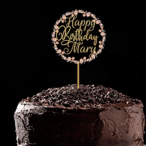 birthday Gold Cake topper for , Personalized cake topper, Rustic birthday cake topper, Custom cake topper, Anniversary Cake toppers