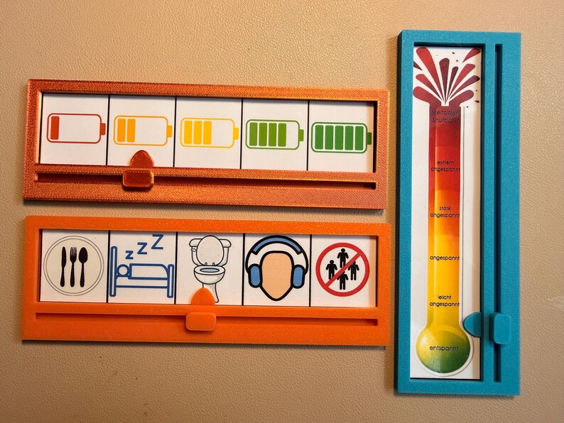bunte herbstkinder, Skala, Launometer, Gefühlsuhr, Gefühle in Farben, Social battery, Gefühlsbarometer, 3D Druck, Emotionen, rot, Gold, hellblau, türkis, orange