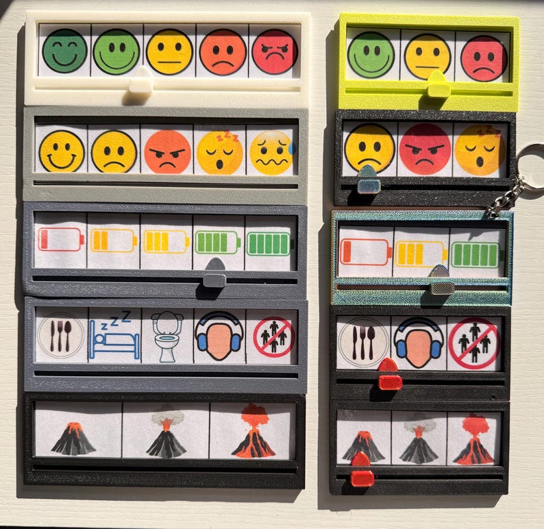 bunte herbstkinder, Skala, Launometer, Gefühlsuhr, Gefühle in Farben, Social battery, Gefühlsbarometer, 3D Druck, Emotionen