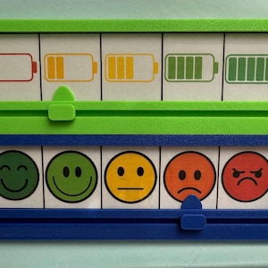 bunte herbstkinder, Skala, Launometer, Gefühlsuhr, Gefühle in Farben, Social battery, Gefühlsbarometer, 3D Druck, Emotionen, grün, weiß, rosa, schwarz, Regenbogen, grau, blau