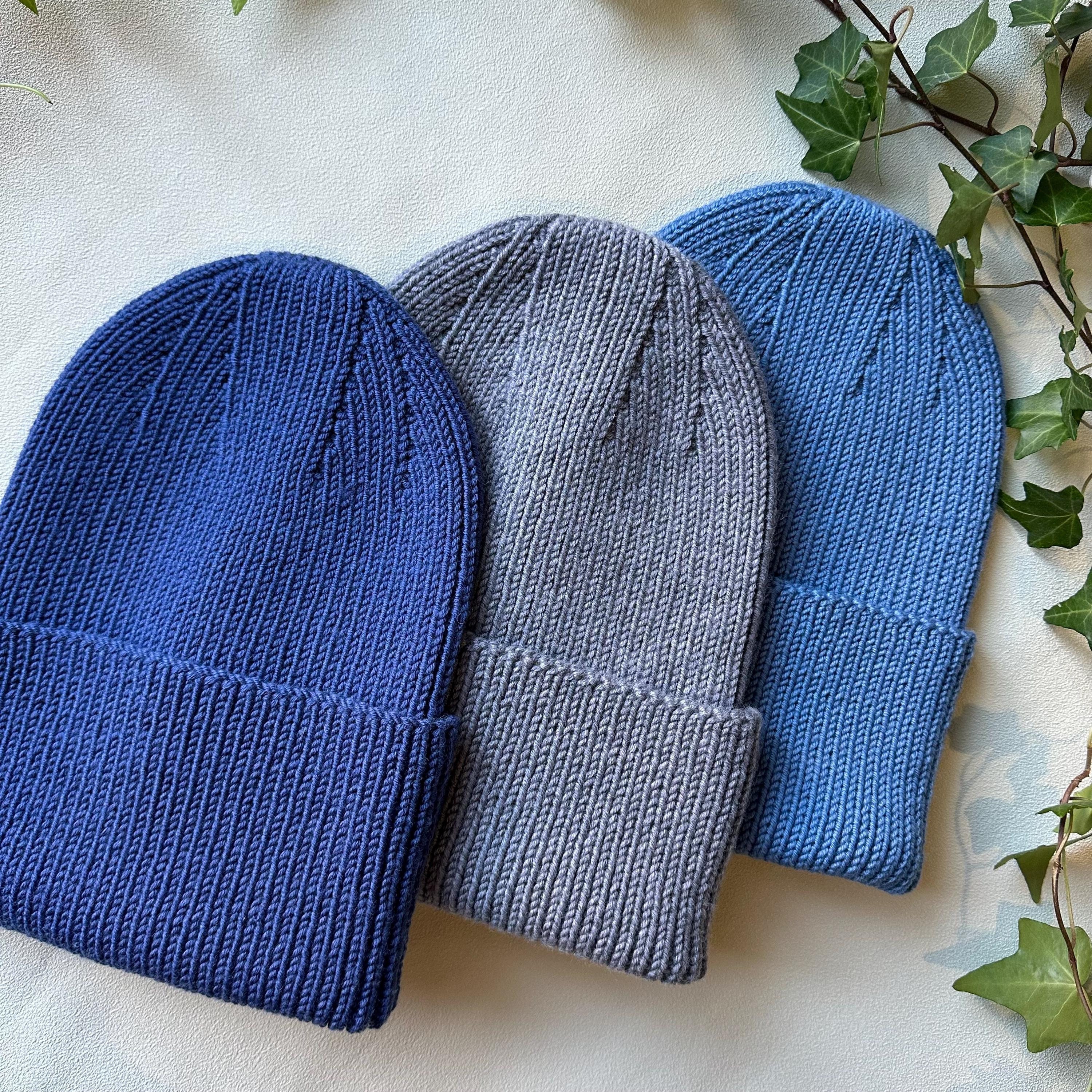 Italian Merino Wool Beanie: Soft Ribbed Knit - Light Denim  display picture 1