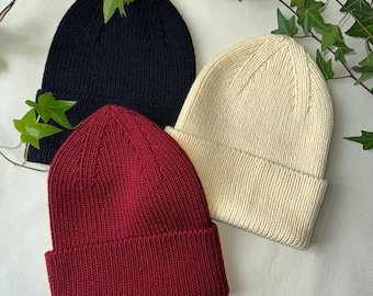 Soft Merino Beanie, Winter & Fall Knit Hat, Handmade Unisex Gift