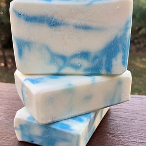 Peppermint Swirl Soap Bar Vegan Handmade Soap, Blue White Essential Oil Natural Moisturizing Self Care Gift | 100% Proceeds to Animal Rescue
