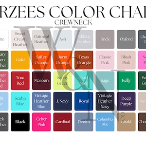 Jerzees NuBlend Fleece Crewneck Color Guide, Jerzees Color Chart, Jerzees Unisex Sweatshirt