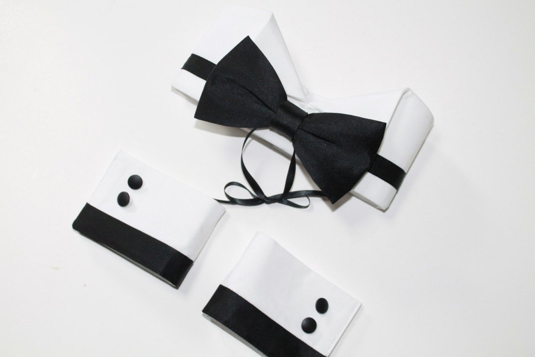 Tuxedo Collar Black Dog Bow Tie and Shirt Collar Black Tie Etsy