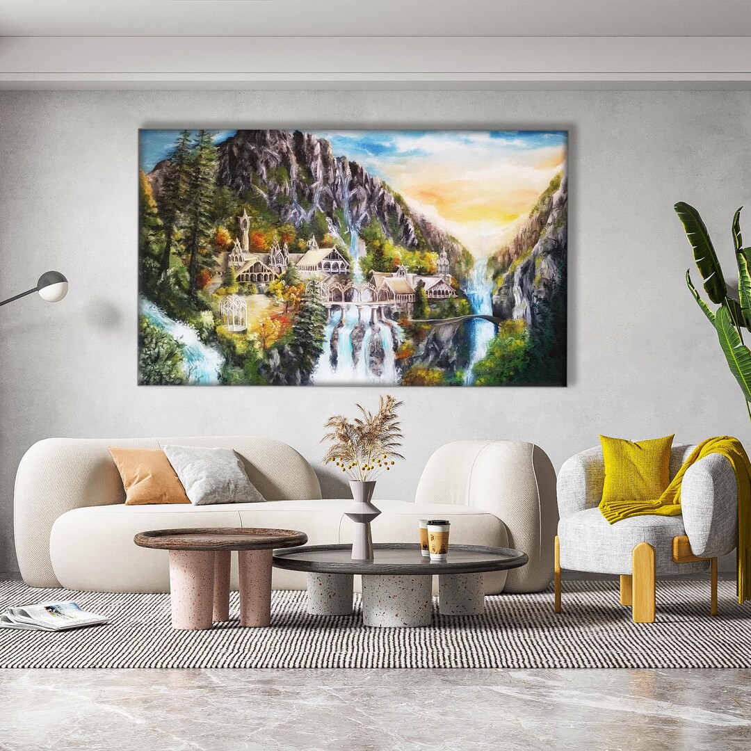 Rivendell Inspired Wall Art Canvas/poster Painting, Lord of the Rings ...