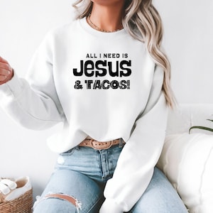 Alles wat ik nodig heb is Jezus en taco's SVG | Digitale download Christian Cinco de Mayo | Faith, png, pdf voor Cricut, shirts, mokken