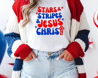 Stars and Stripes and Jesus Christ svg – Christian Fourth of July design – patriotic png svg pdf for Cricut and cutting machines