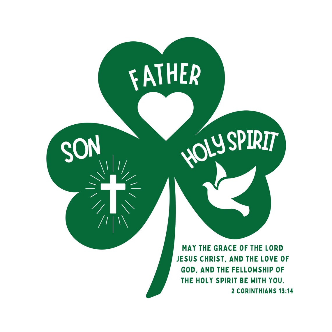 Christian Trinity Shamrock SVG | Father Son Holy Spirit PNG SVG | St. Patrick’s Day Bible Verse ...