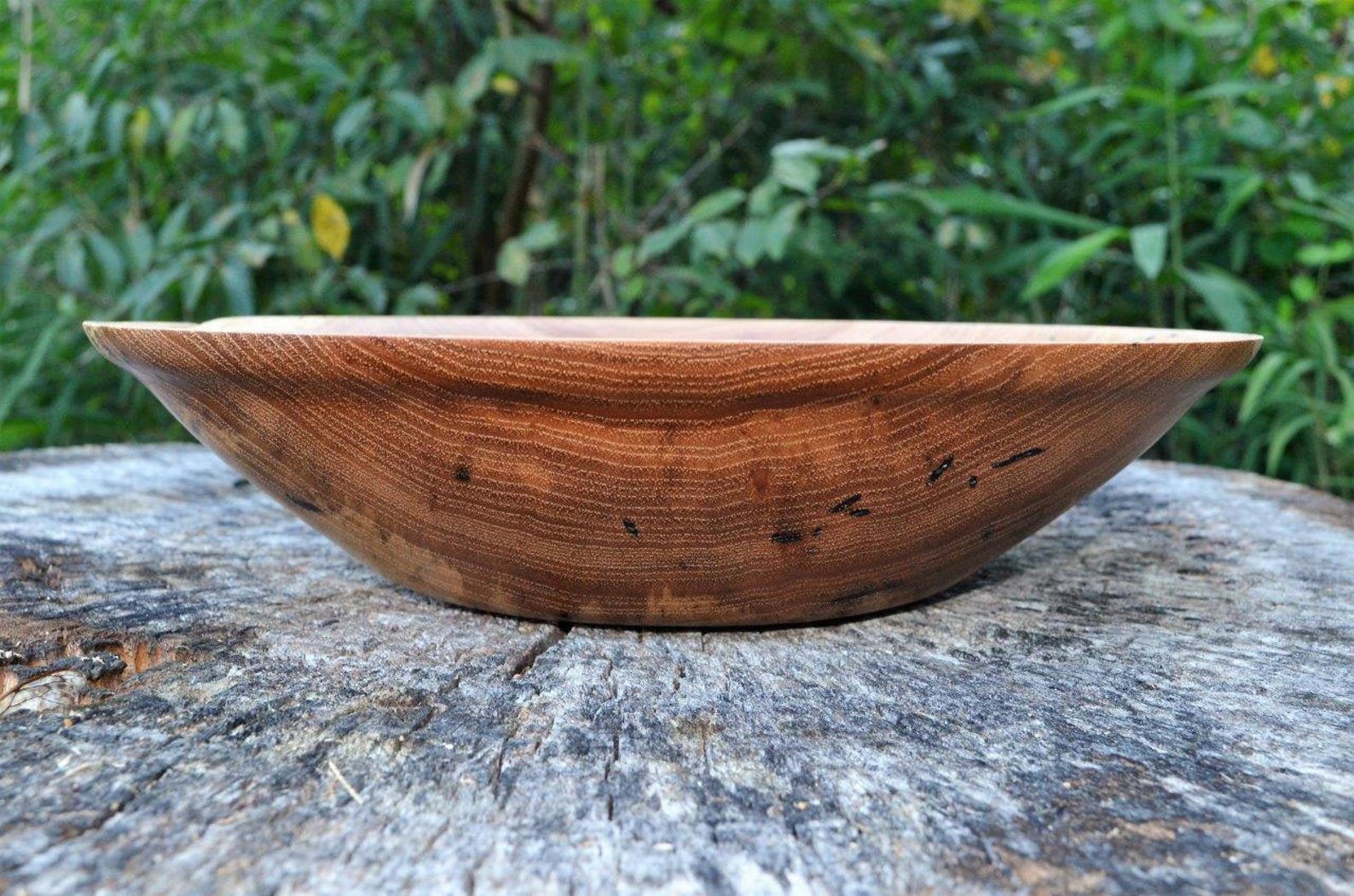 Wood Bowl Hickory Wood Bowl Fruit Bowl Hand Turned Maple Etsy