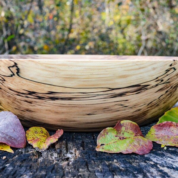 Hout salade Bowl 13 + ", spectaculaire Sweet Gum, middelpunt, Fruit bowl, brood kom, spectaculair. hand gedraaid. warme kleur. bruin.