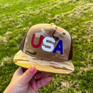 July 4th Trucker Hats – Yupoong 6006 USA Hats for Men | Camo, Red, Blue | Patriotic Snapbacks | American Flag Hat | ‘Merica Cap | Men’s USA